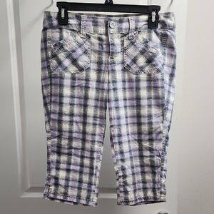 GLO Jeans Plaid Women Shorts - Purple and White